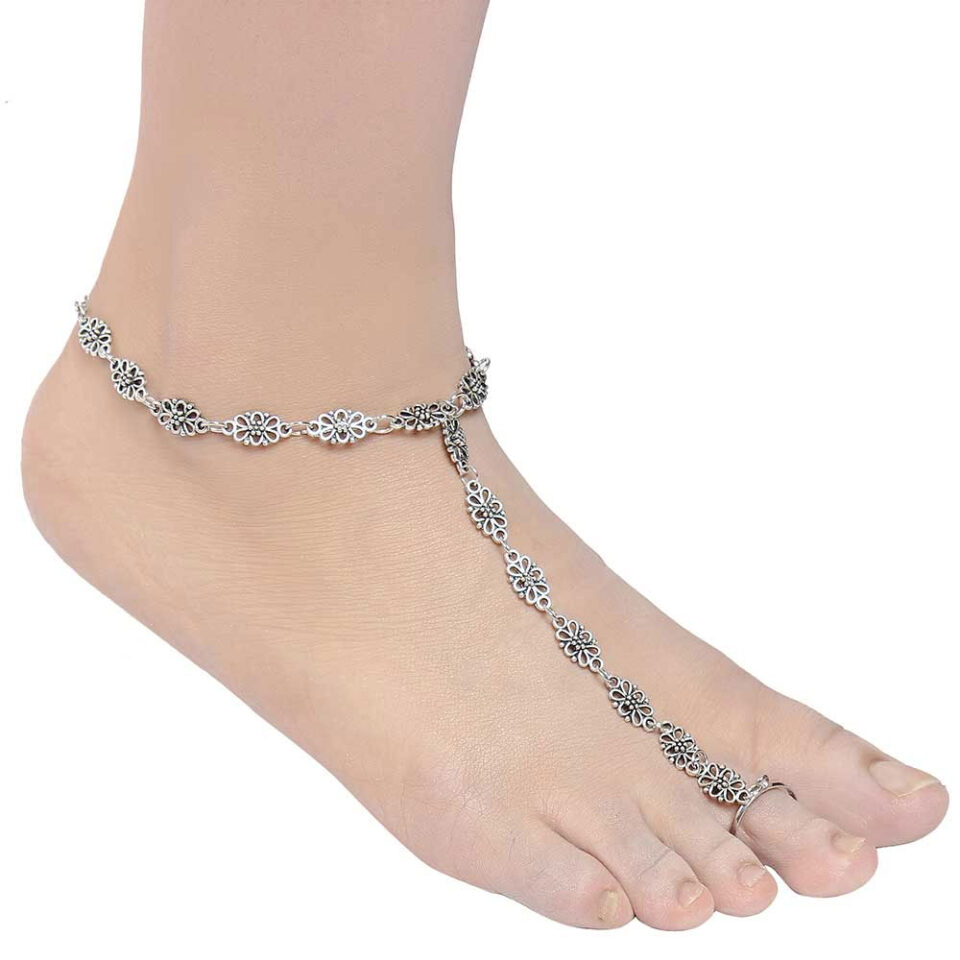 silver anklets for woman