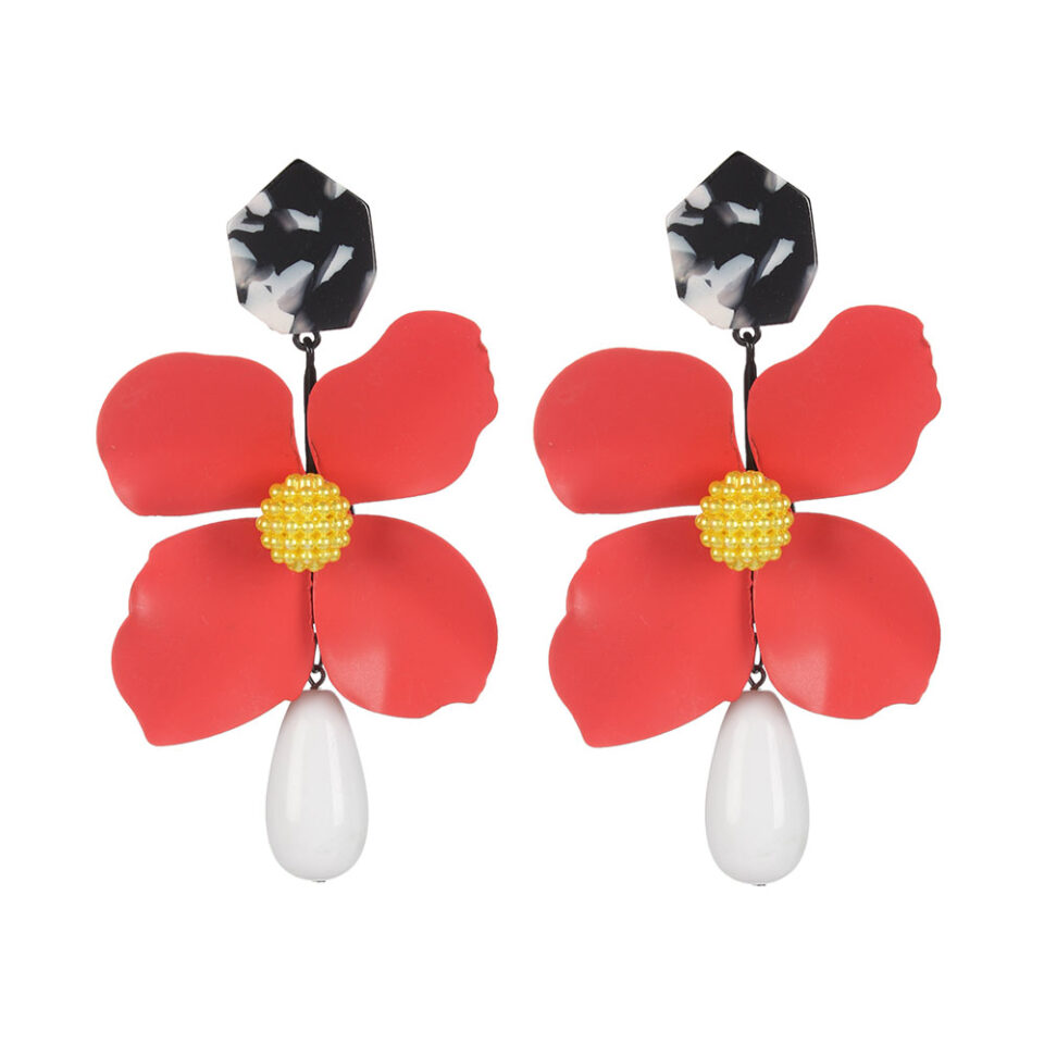 statement drop flower earrings