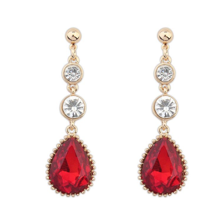 Artificial Jewellery Online Valentine Earrings with red crystal