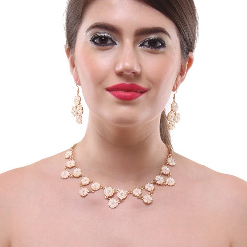 Online Jewellery Store Angelina Coordinated Set with clusters of flowers