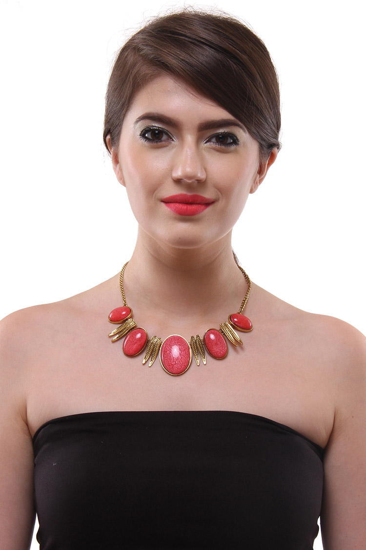 pink stone necklace for girls