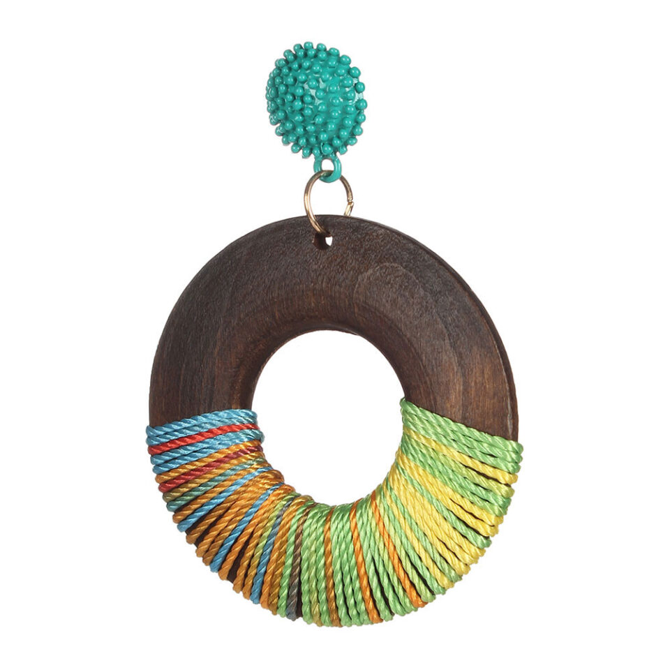 multi-color wooden earrings