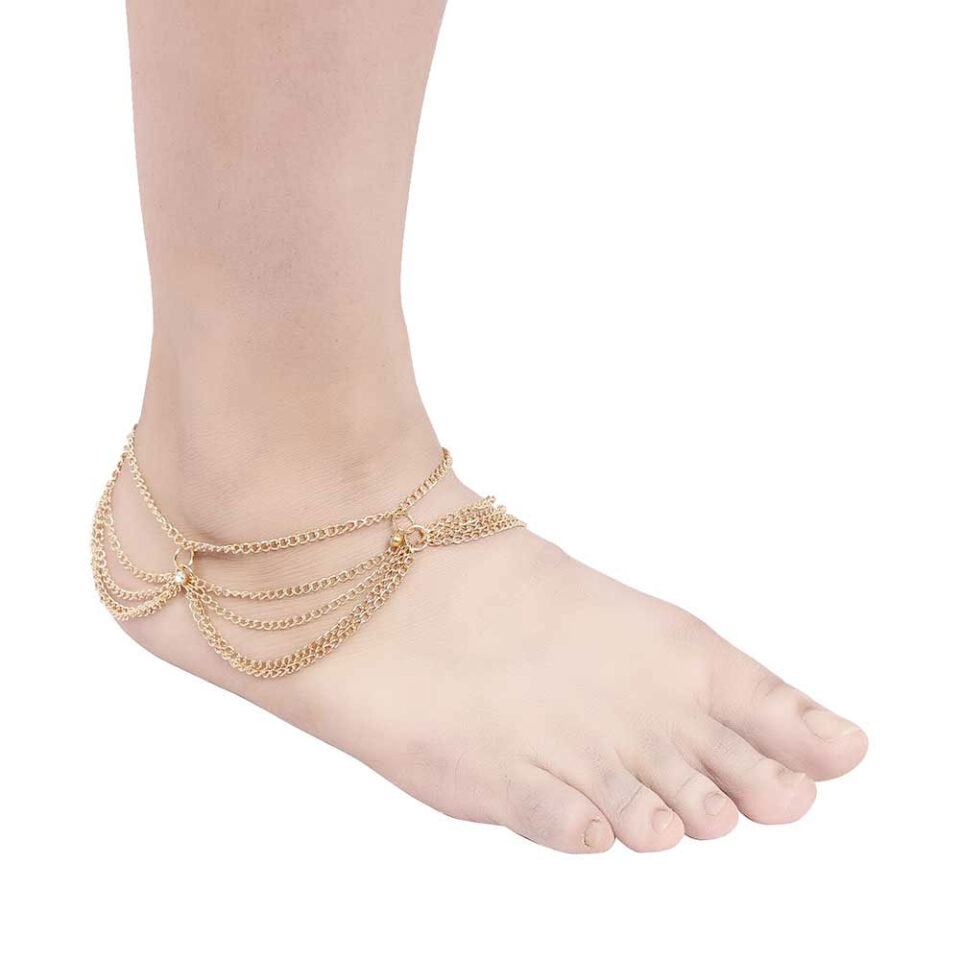 layered chain golden anklets