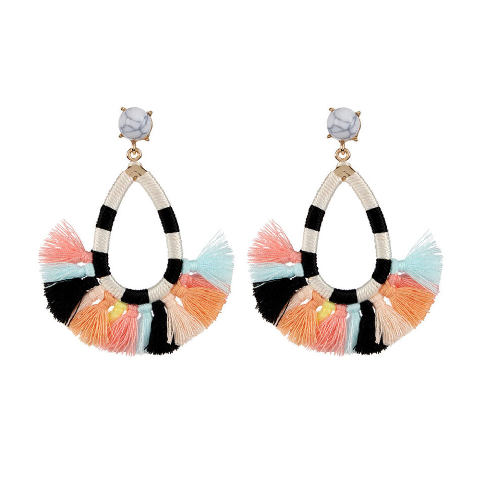 multi-color feather classic ethnic earrings for woman