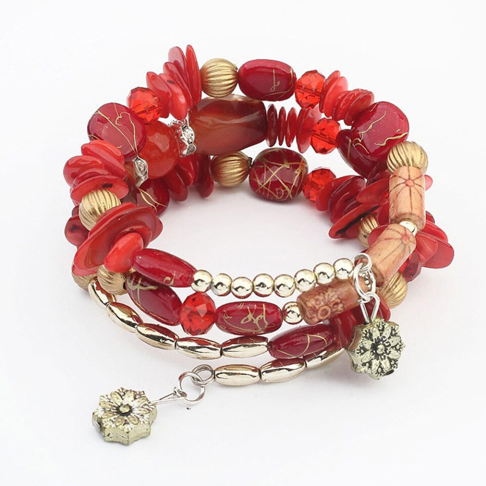 boho crystal beaded stackable bracelets