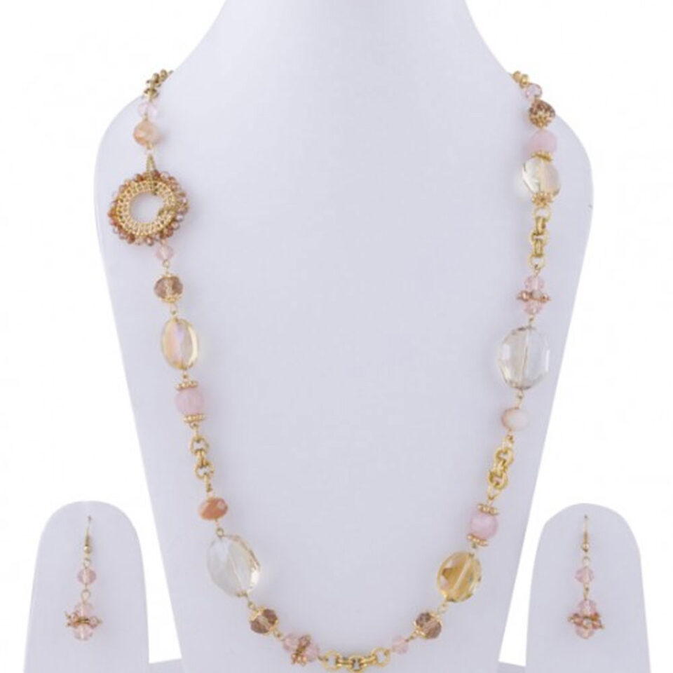 long crystal strand necklace set