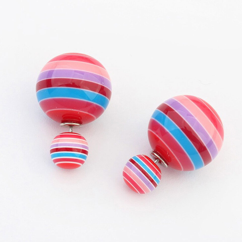 fashion trendy double sided colorful stud earrings