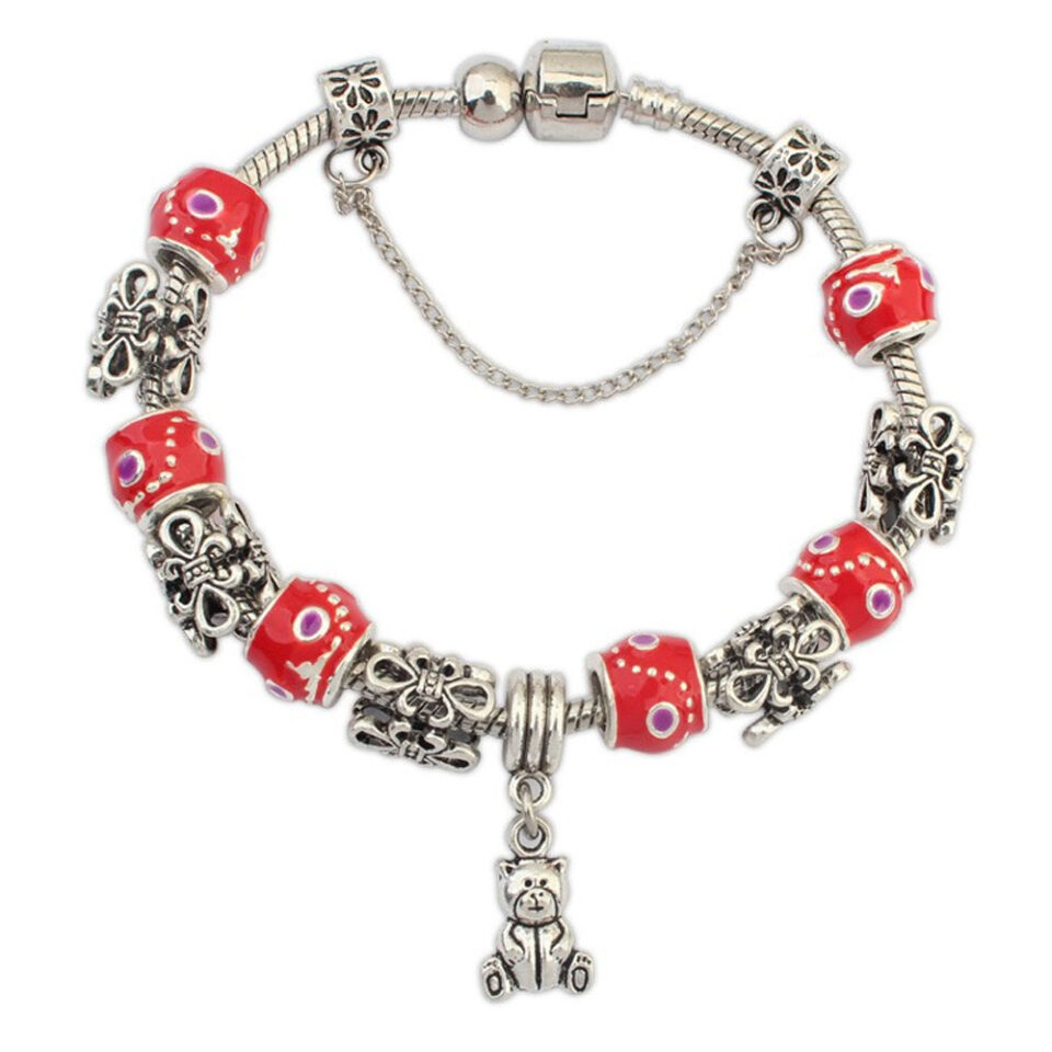 red heart charm bracelet