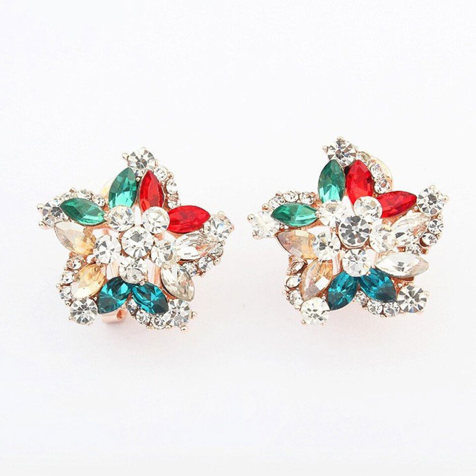 crystal multicolor-beaded stud earrings