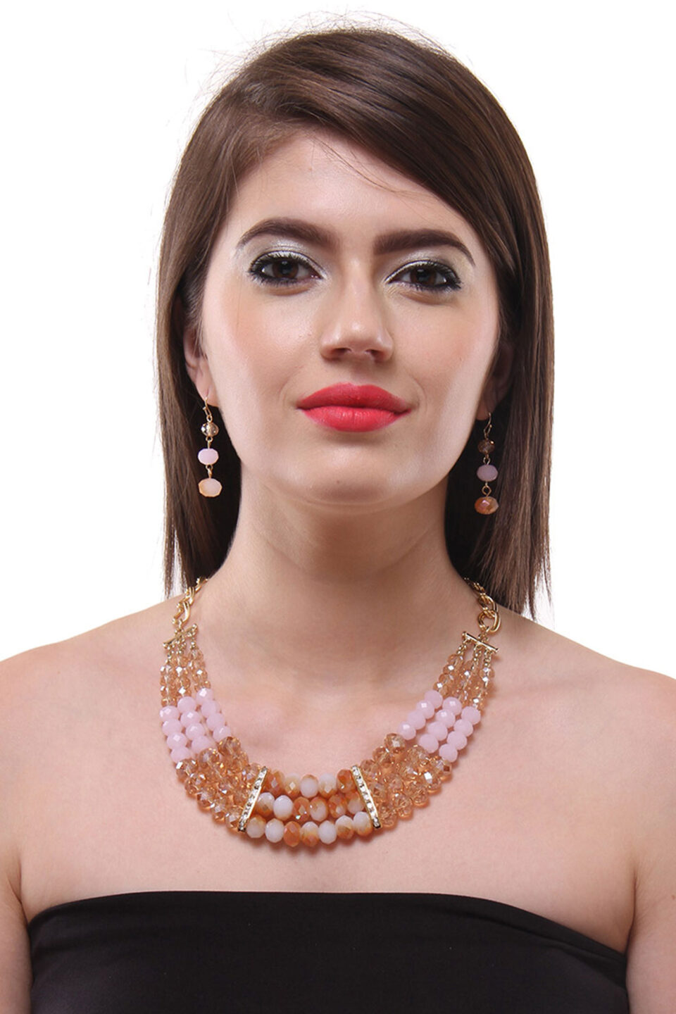 party coordinated pink crystal necklace