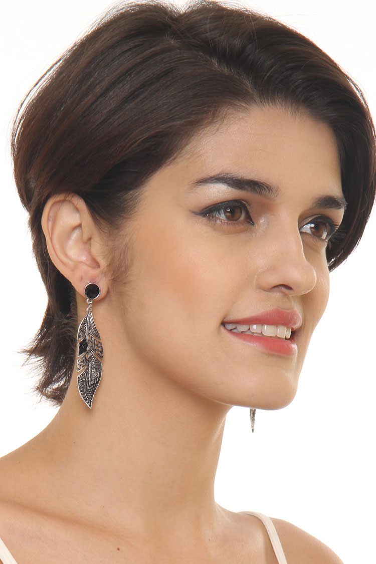 long drop silver earrings for woman