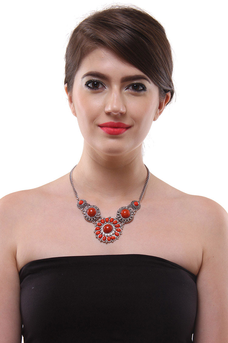 red floral necklace for girls