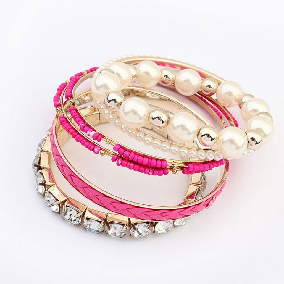 pearl stone studded bangles set