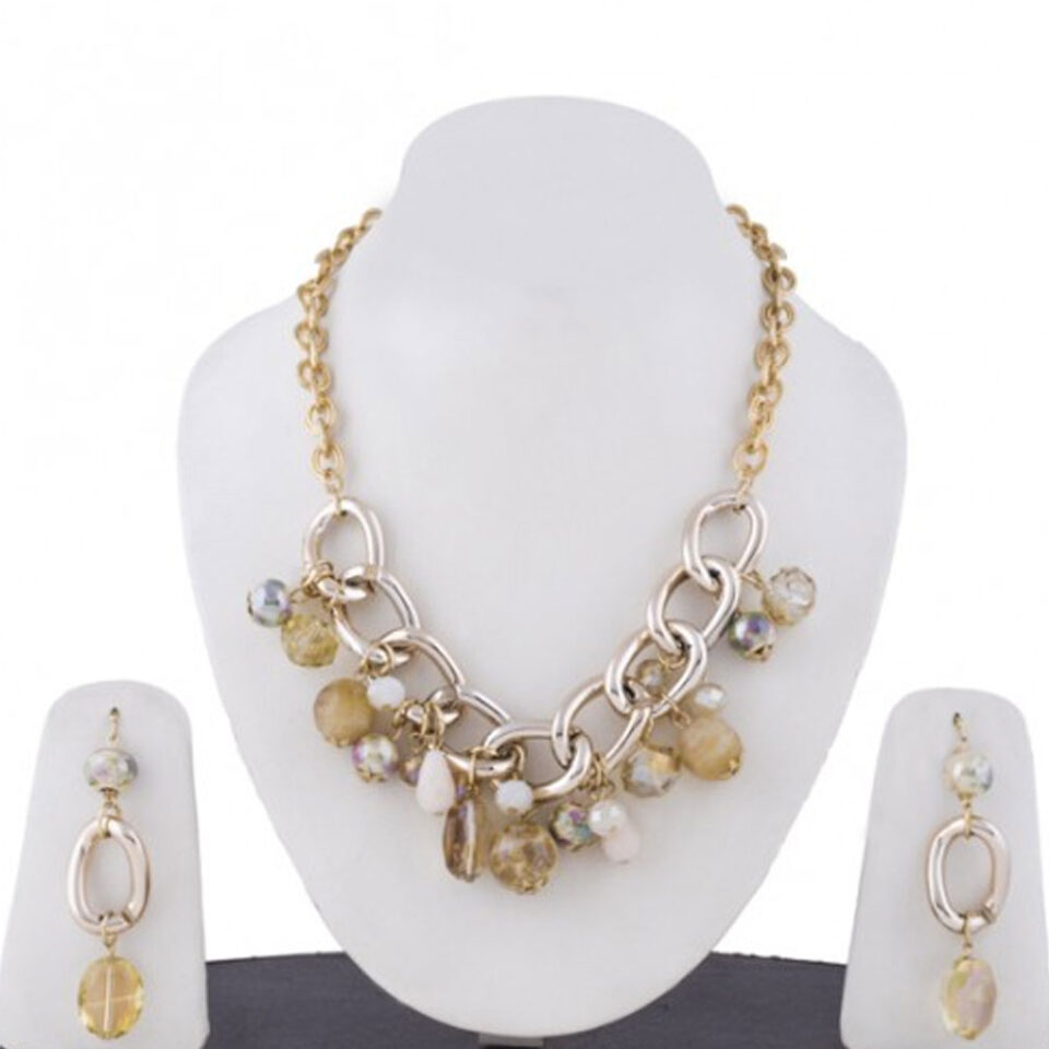 trendy beaded necklace and earrings
