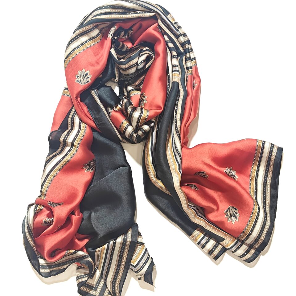 Red & Black Silk Scarf