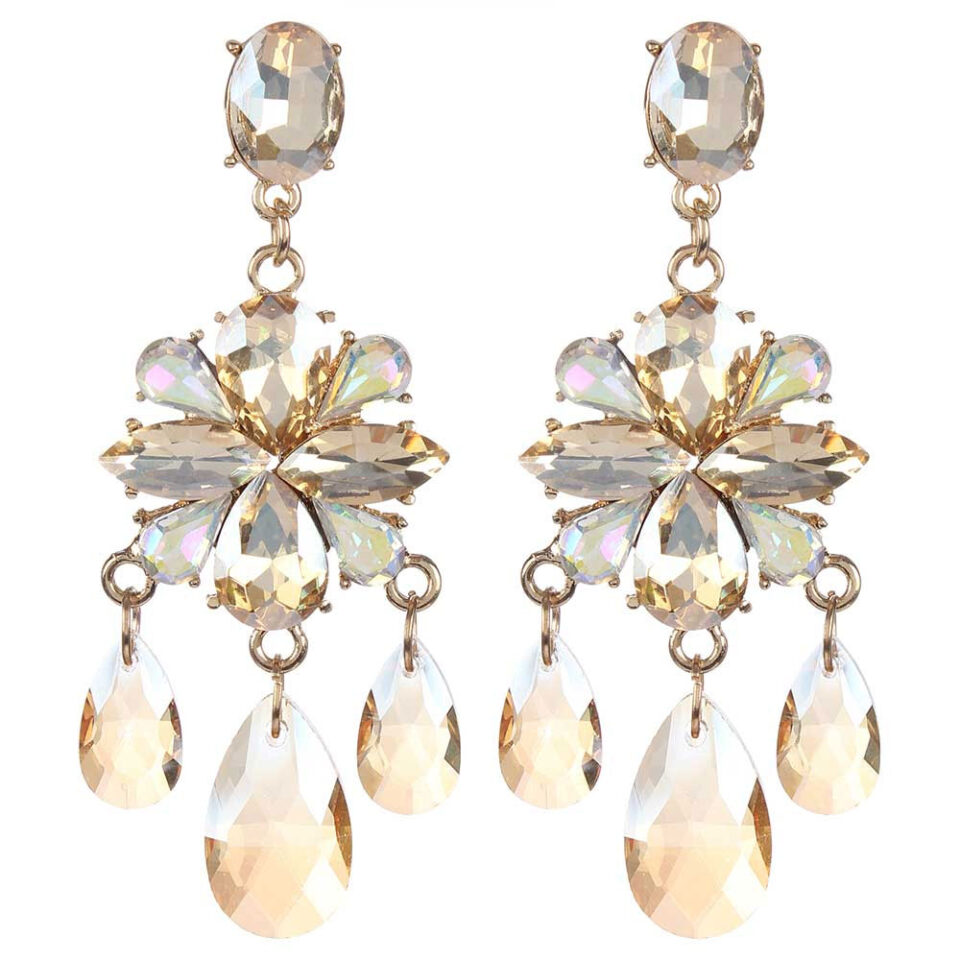 crystal golden party wear skin-friendly earrings