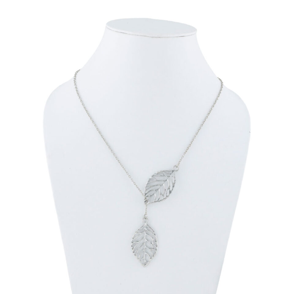 silver formal leafy necklace