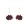 Pom-pom Fur Wine Earrings