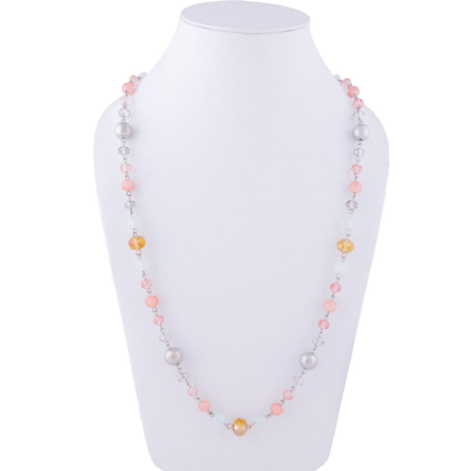 statement long pink necklace for woman