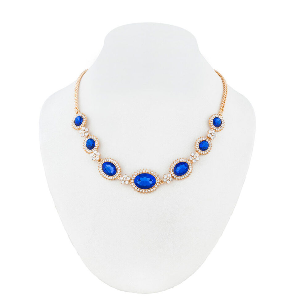 fashionable blue stone golden chain necklace for part ware