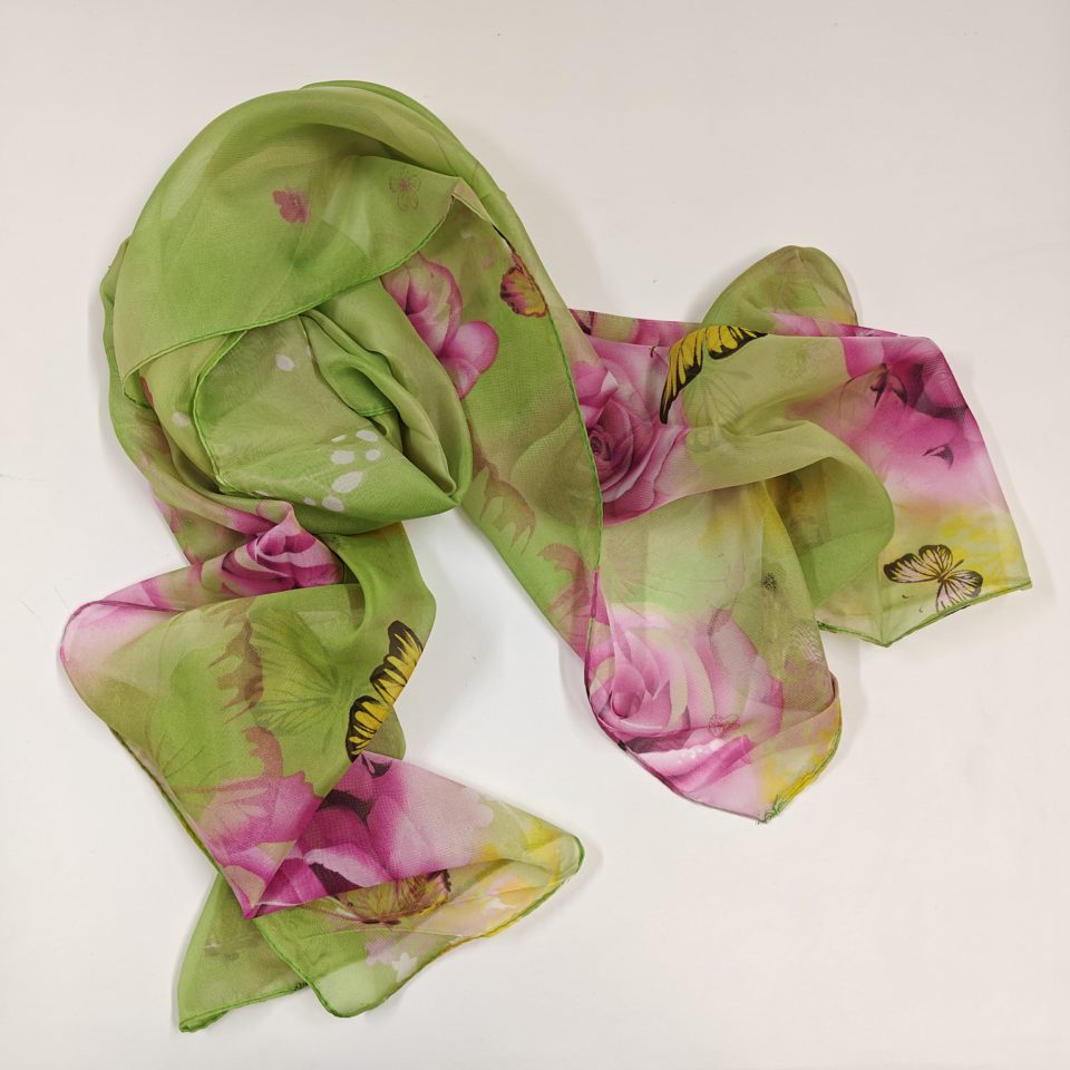 green summer scarfs with flower