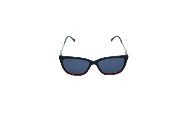 Black Rectangular Cat-Eye Sunglasses with Metal Temples & UV400 Protection