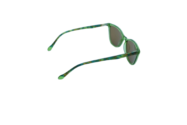 Green Translucent Rectangular Cat-Eye Sunglasses with UV400 Protection